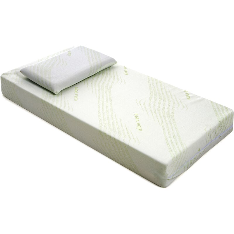 foto del prodotto dolcisogni materasso baby per culla per lettino bambino 60x120x14 cm con cuscino con fodera oeko tex in aloe vera, sfoderabile e lavabile,