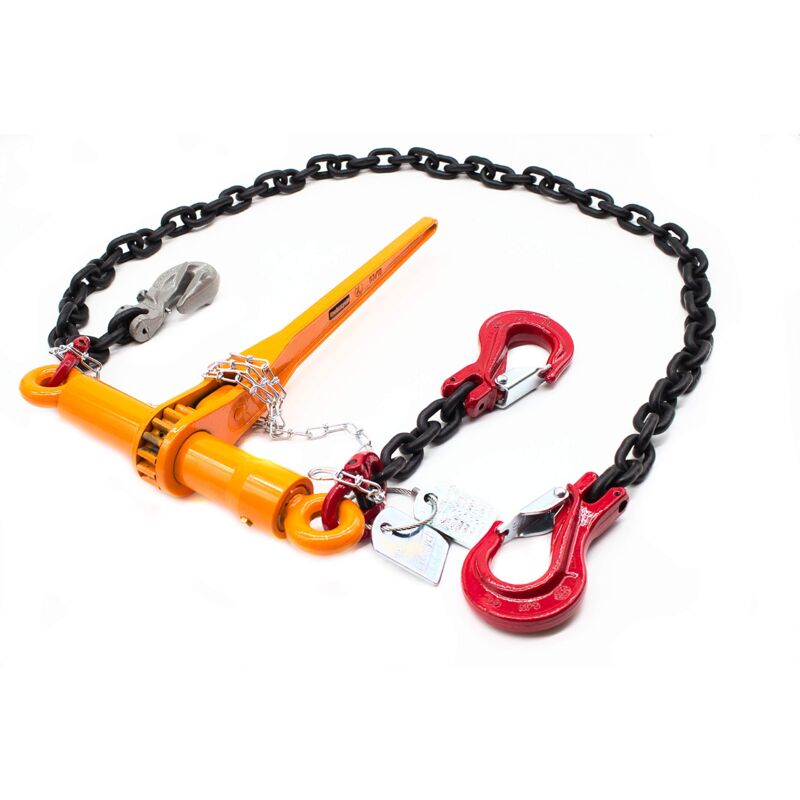 foto del prodotto dolezych catena di ancoraggio grado 80 con dora ratchet load binder, 2 ganci a forcella, catena da 10 mm, capacit di ancoraggio diretto 6300