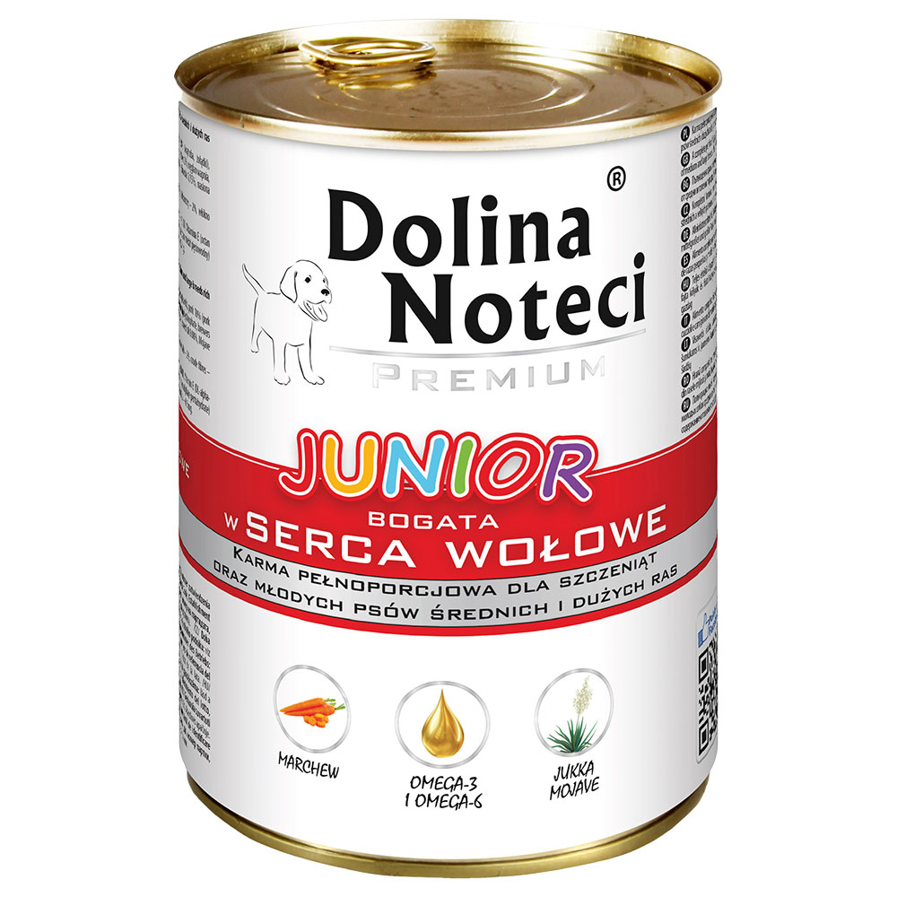 foto del prodotto dolina noteci premium junior, 24 x 400 g cuori di manzo