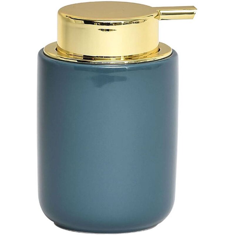 foto del prodotto dolomite dispenser di sapone rotondo oro pompa 235 ml blu anatra tendance