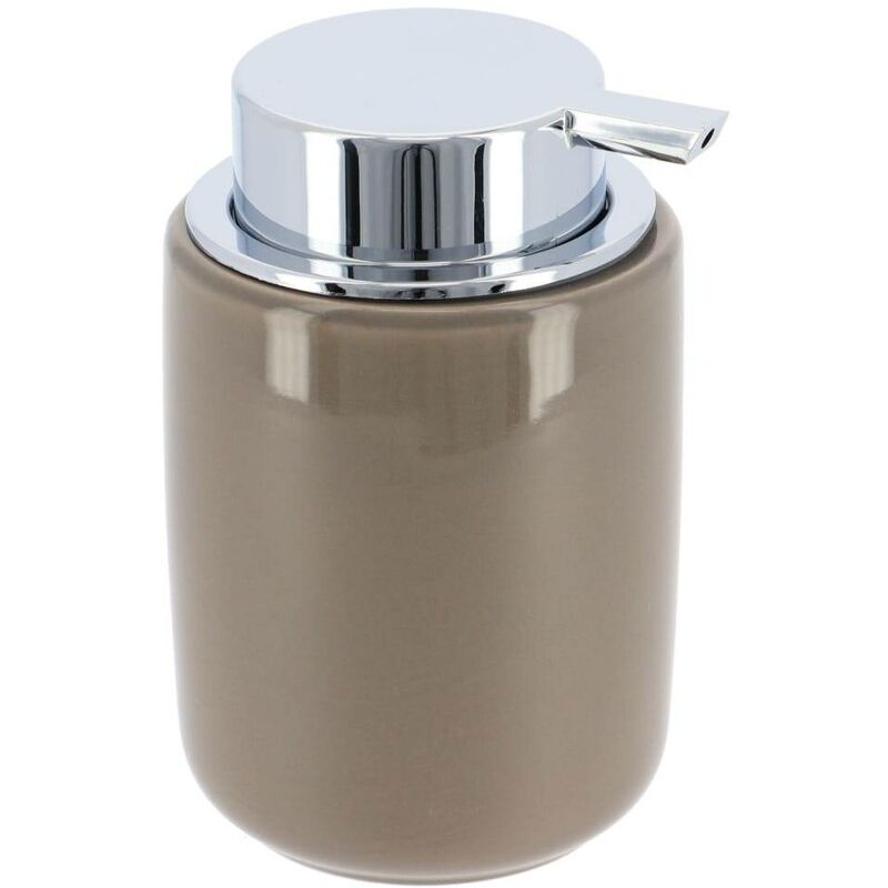 foto del prodotto dolomite distributore di sapone rotondo cromo pompa 235 ml taupe tendance