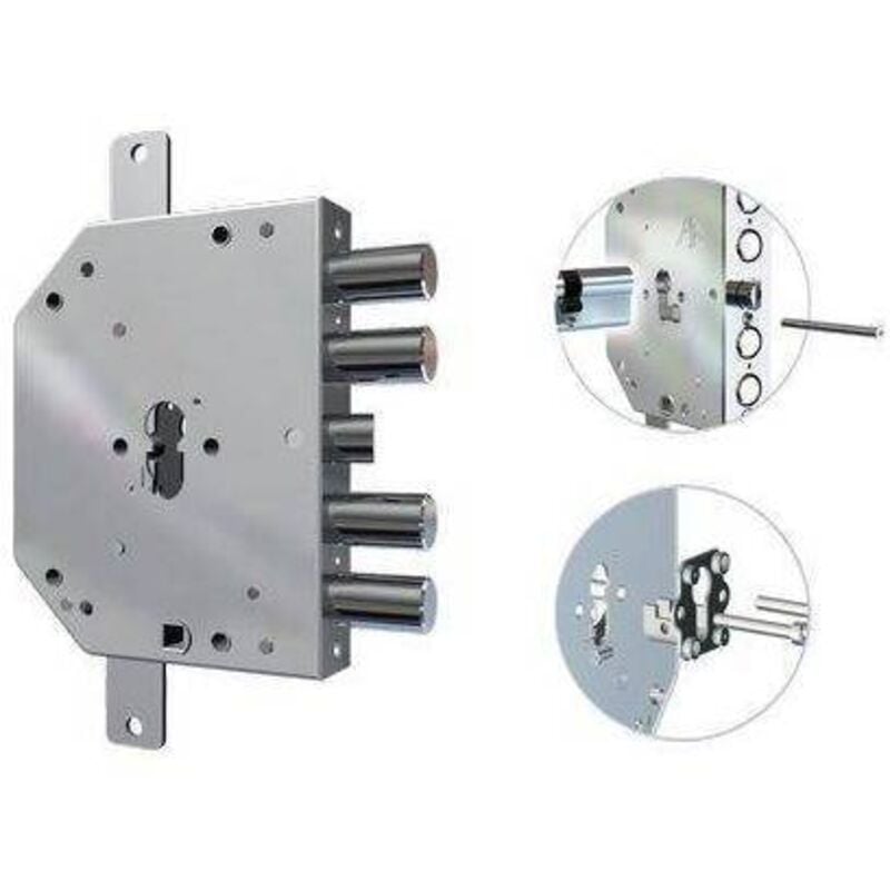 foto del prodotto dom - serratura metallo applicare 2155 pen fl cr f.sagom m2 tripl scr ip.mm 28 e.mm 60 dx - 1 pz