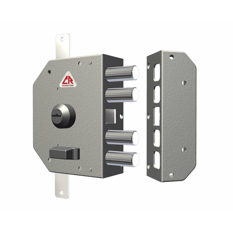 foto del prodotto dom serratura porta blindata con cilindro chiusura triplice scrocco 4 catenacci pomolo entrata 60 mm mano sinistra 3250p 02n