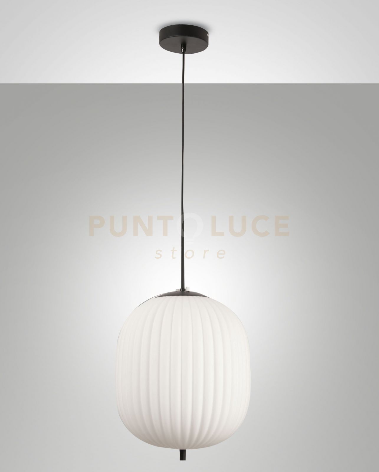 foto del prodotto domizia lampadario a sospensione nero d.32cm in metallo e vetro 1 luce attacco e27