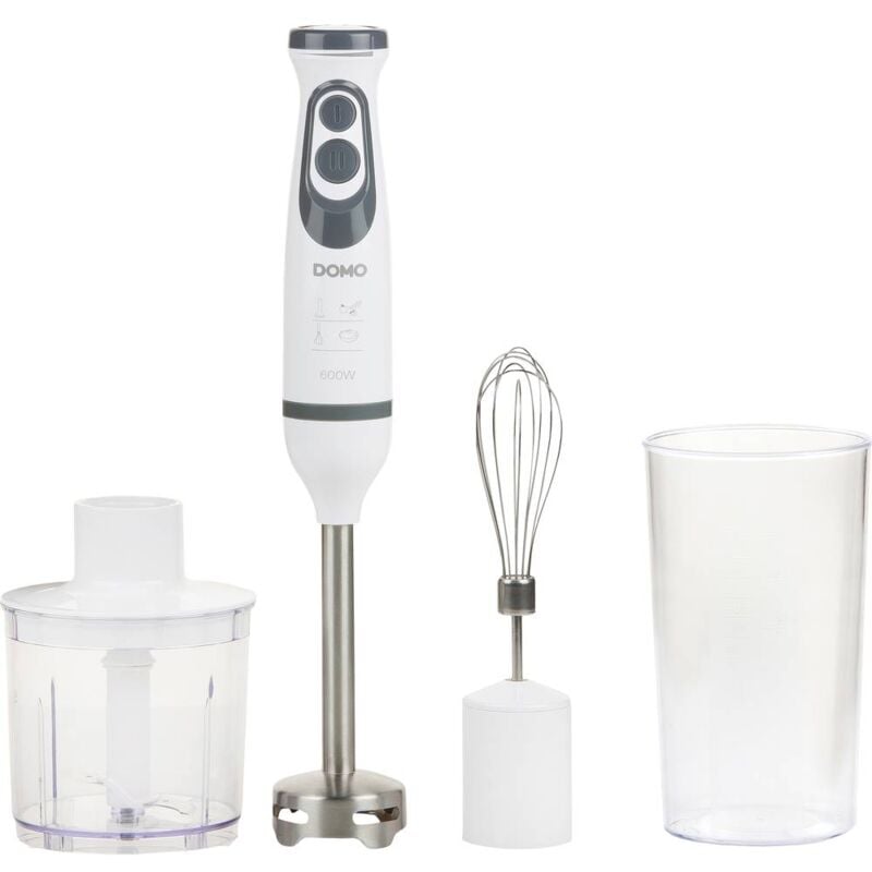 foto del prodotto domo do1089m frullatore ad immersione 600 w con misurino, frullatore a immersione, sbattitore, con trituratore bianco