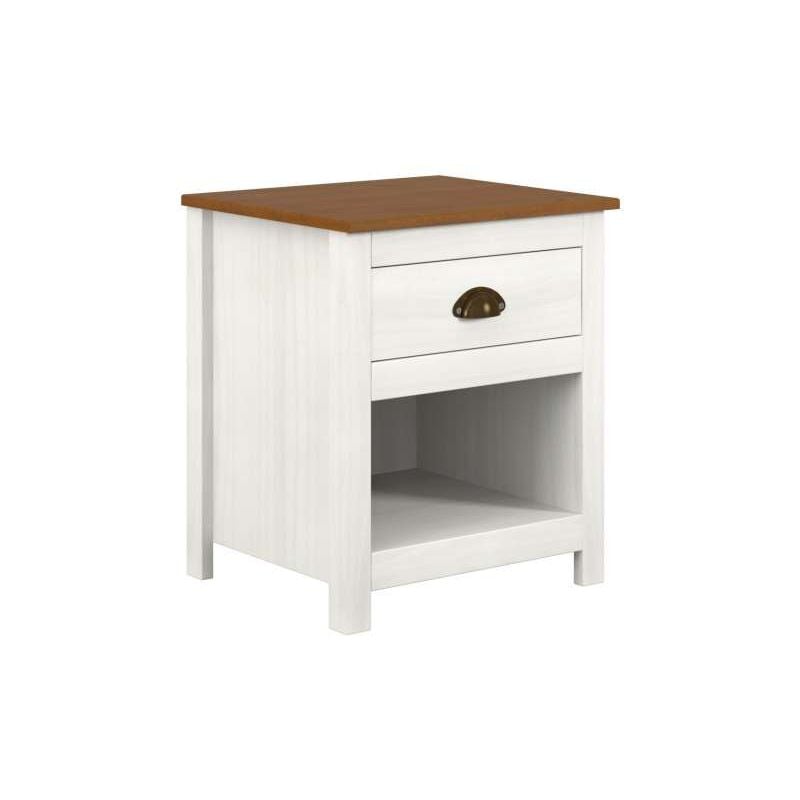 foto del prodotto domo mea comodino 1 cassetto bianco con piano noce topazio 46x40,5x55 cm