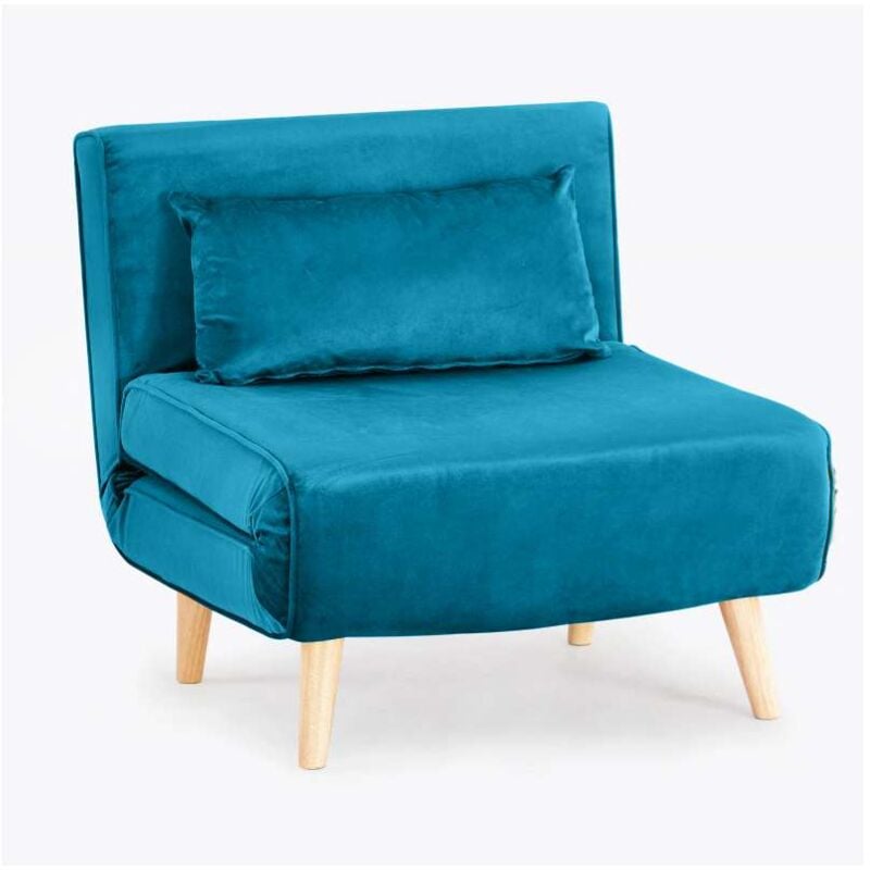 foto del prodotto domo mea poltrona letto blu verde design scandinavo moderno velluto comodo
