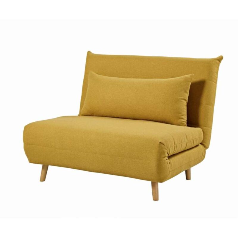 foto del prodotto domo mea poltrona letto gialla design scandinavo tessuto moderno 76x80x74 cm
