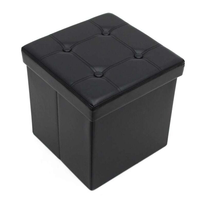 foto del prodotto domo mea pouf pieghevole nero 38x38x38cm seduta, poggiapiedi e contenitore
