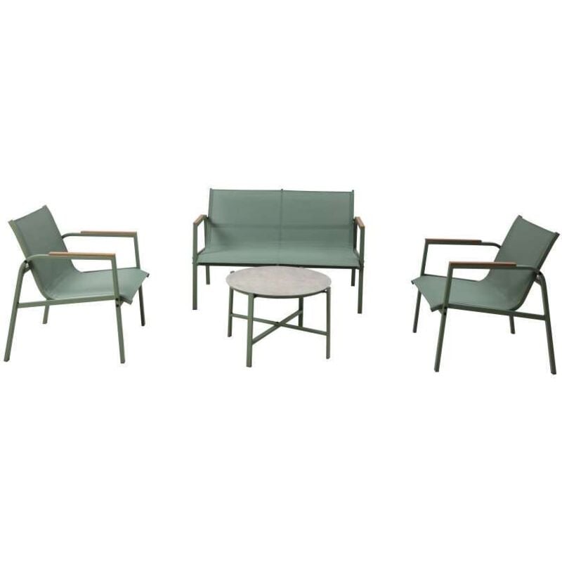 foto del prodotto domo mea salotto da giardino best green divano poltrone tavolino textilene verde