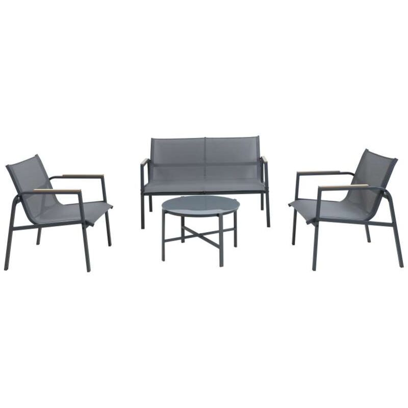 foto del prodotto domo mea salotto da giardino best grey grigio scuro con divano e poltrone