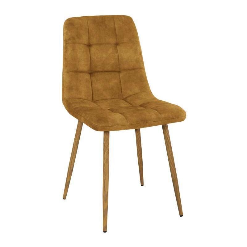 foto del prodotto domo mea sedia dining in velluto senape acciaio e finitura legno