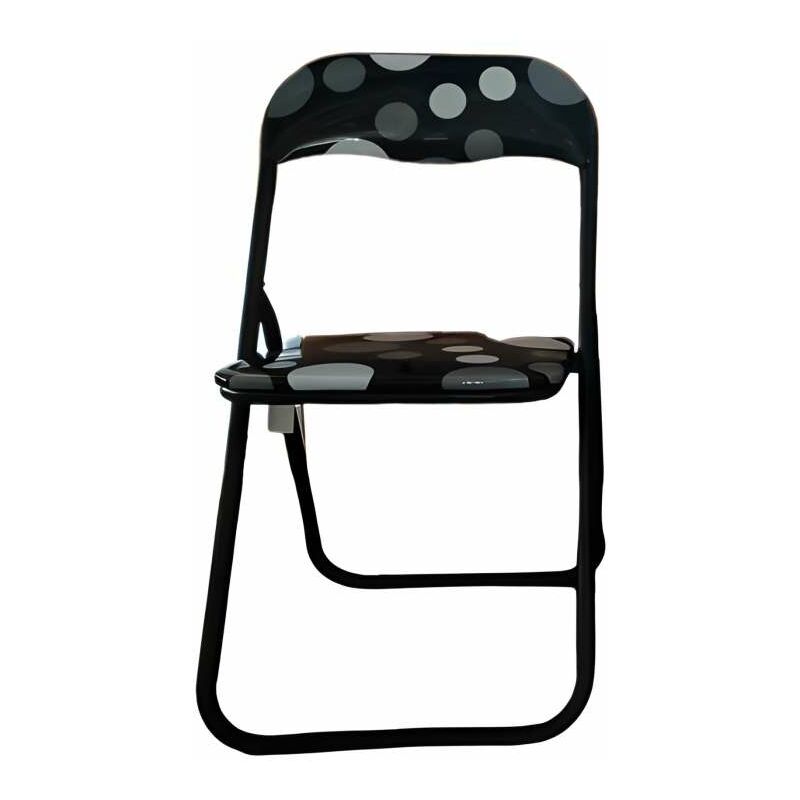 foto del prodotto domo mea sedia pieghevole a pois struttura in acciaio nero l44 x p45 x a79 cm
