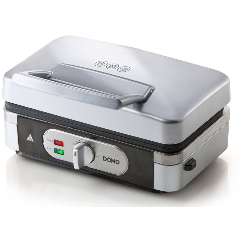 foto del prodotto domo waffle tostapane grill 3in1 1000w argento nero do9136c