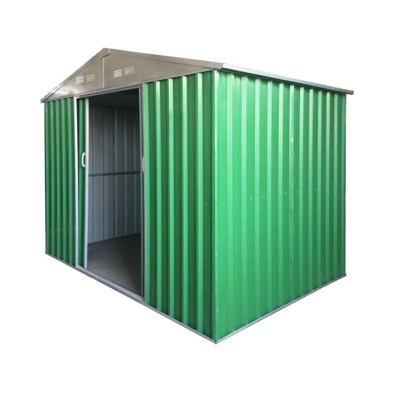 foto del prodotto domus casetta da esterno in lamiera zincata s verde con porte scorrevoli 187x131x194 cm