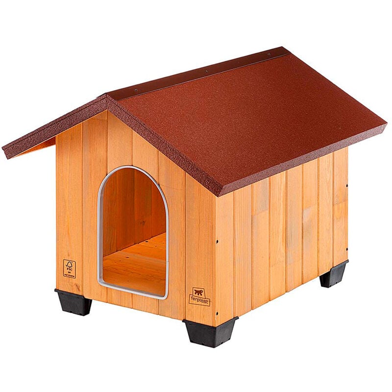 foto del prodotto domus cuccia per cani in legno fsc 6 misure. variante medium misure 70 x 82 x h 67 cm ferplast