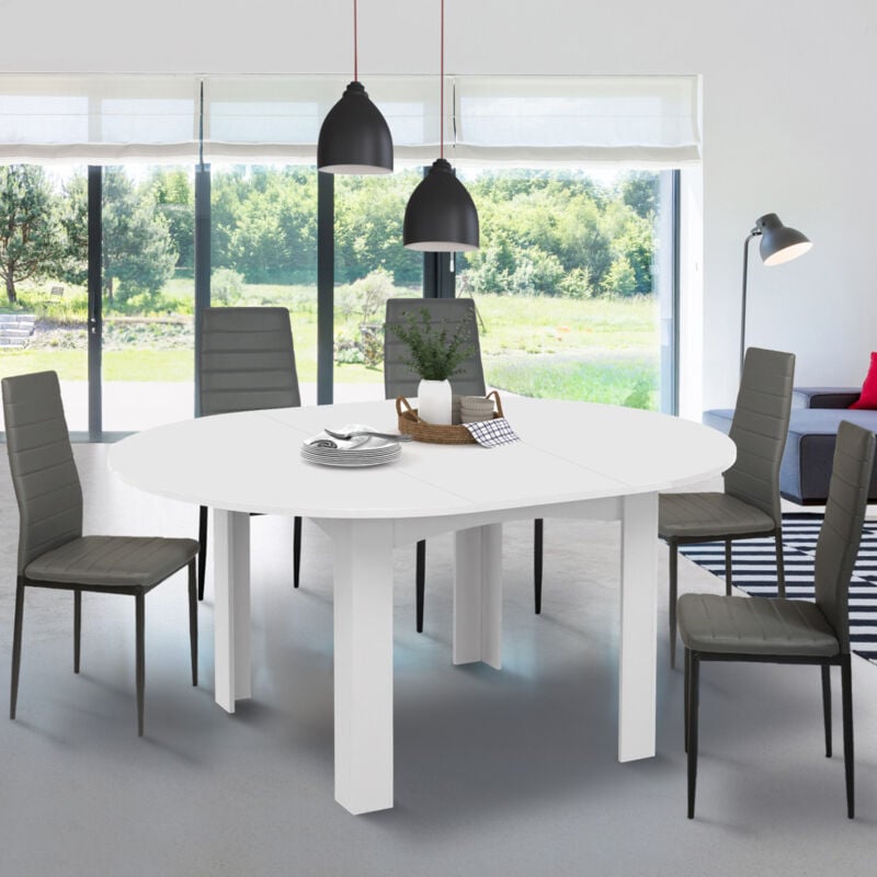 foto del prodotto dona mesa de comedor redonda extensible 4 8 personas blanco 110 150 cm