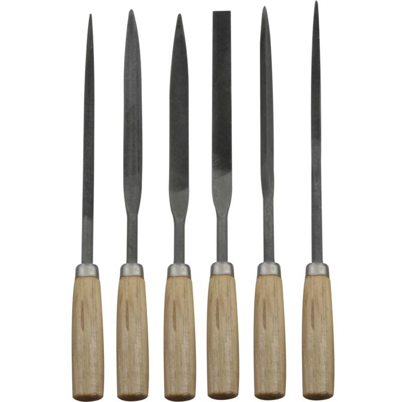 foto del prodotto donau elektronik donau kit di lime per chiavi 6 pezzi con manico in legno m59 170 mm