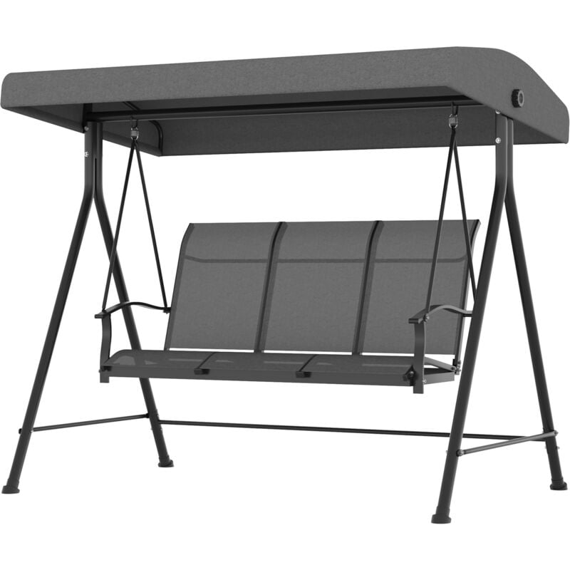 foto del prodotto dondolo 3 posti da esterno con tetto regolabile 195x118x170cm grigio outsunny