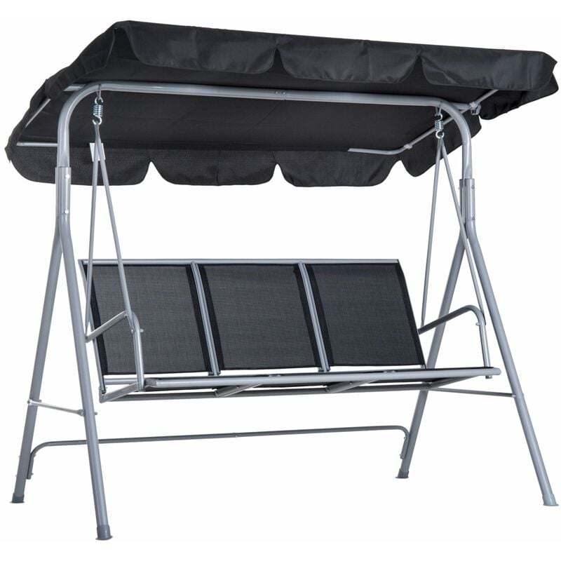 foto del prodotto dondolo 3 posti da giardino 170x110x153 cm in acciaio nero e argento