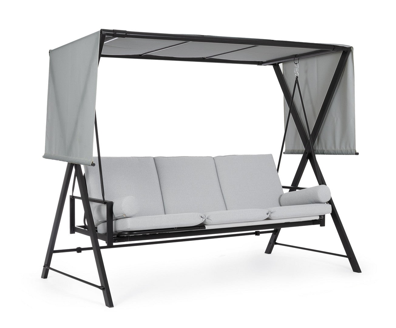 foto del prodotto dondolo 3 posti da giardino 223x128x182 cm in acciaio pompei grigio
