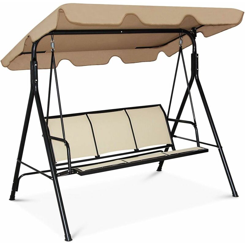 foto del prodotto dondolo a 3 posti da giardino con tetto marrone nero 170x155x110 cm marrone goplus
