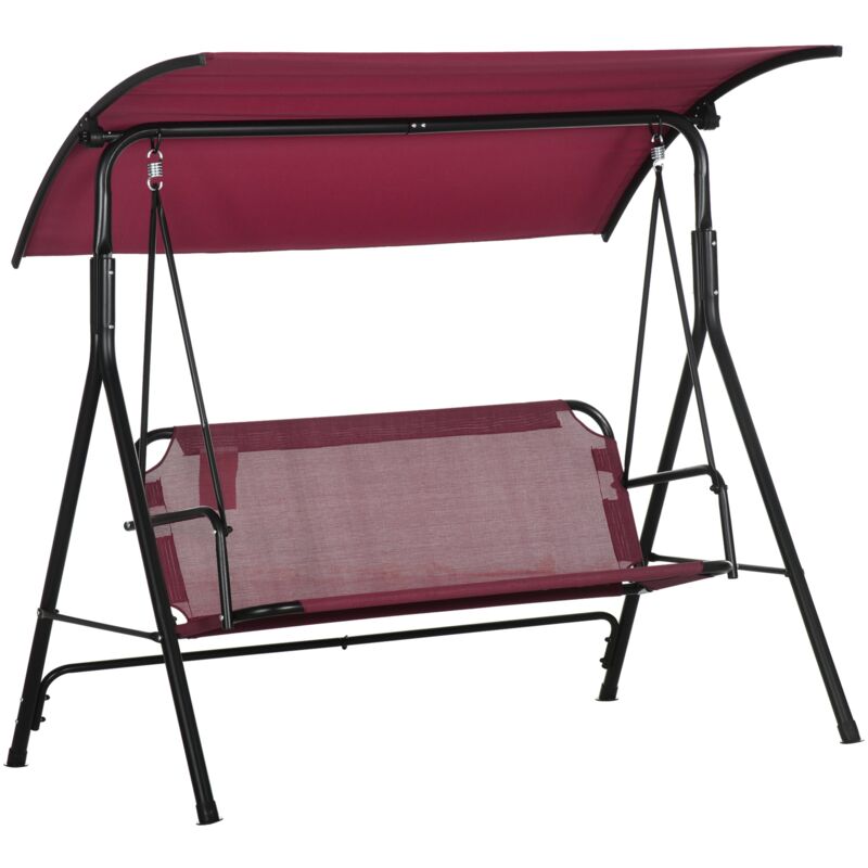 foto del prodotto dondolo da giardino 3 posti 172x110x153 cm con tetto parasole rosso e nero