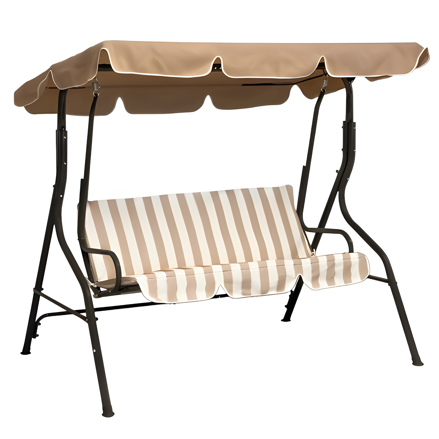 foto del prodotto dondolo da giardino 3 posti eco con cuscino imbottito robusto per esterno terrazzo con tettuccio parasole inclinabile ecr 