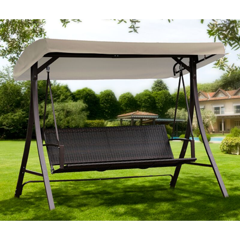 foto del prodotto dondolo da giardino 3 posti in polyrattan mod. terracina cm. 193x117x167