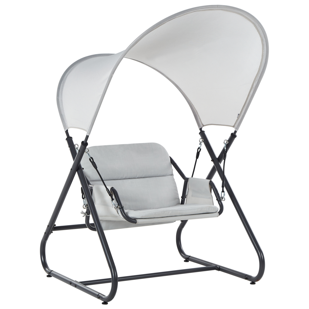 foto del prodotto dondolo da giardino grigio chiaro telaio in acciaio 1 posto a sedere per esterni idrorepellente