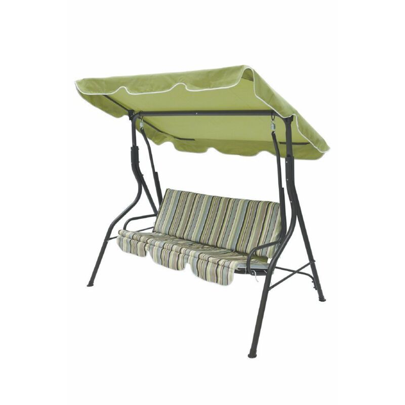 foto del prodotto dondolo in metallo 3 posti righe fantasy verde 170x110x160