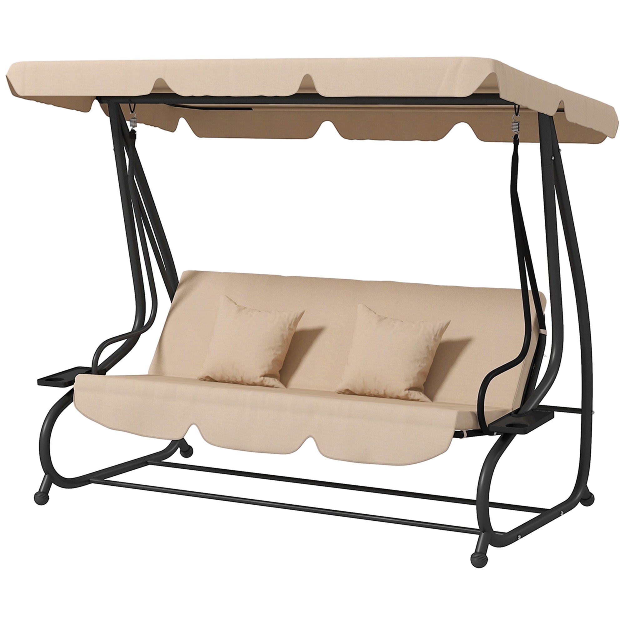 foto del prodotto dondolo letto da giardino 3 posti 200x120x164 cm marrone chiaro