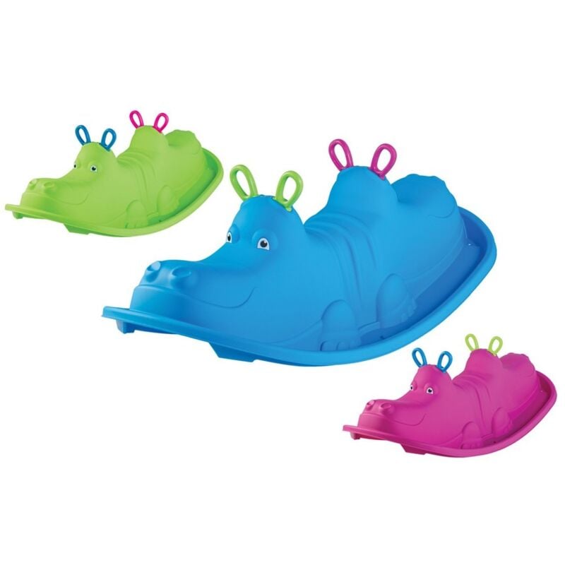 foto del prodotto dondolo per bambini colorato in plastica 2 posti con maniglie