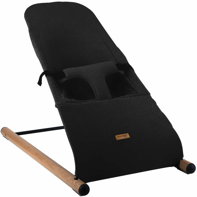 foto del prodotto dondolo per bambini culla per bambini sdraietta nido per bambini altalena per bambini rivestimento lavabile sedia a dondolo cintura imbottita per neonati, maglia nera legno acciaio, max. 9 kg lxlxh 46