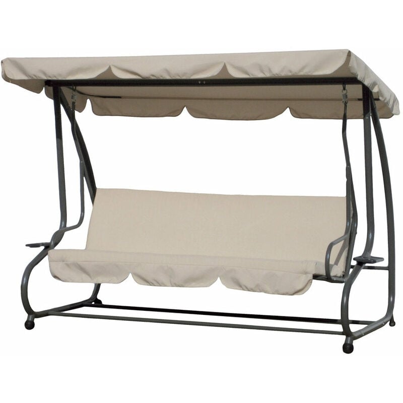 foto del prodotto dondolo sof letto da giardino 3 posti in acciaio bauer beige