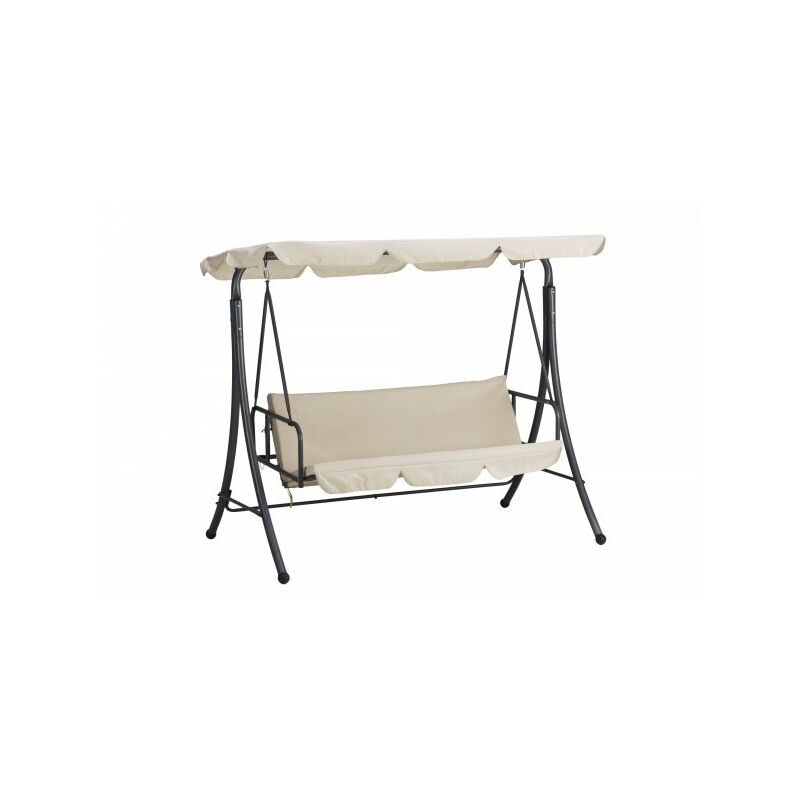 foto del prodotto dondolo tre posti con copertura, acciaio e poliestere 180 gr m , beige 113x190 h.165cm fredi