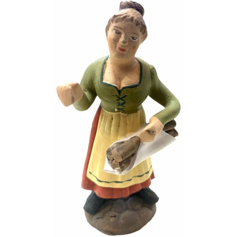 foto del prodotto donna con legna statuetta in terracotta artigianale per presepe napoletano da h 10 cm