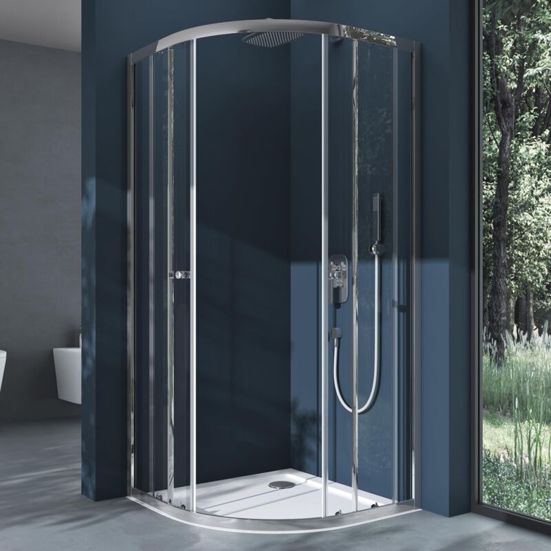 foto del prodotto doporro box doccia 100x100x190cm con piatto docciacabina doccia con 2 porte scorrevoli vetro di sicurezza esg vetro trasparente incluso rivestimento