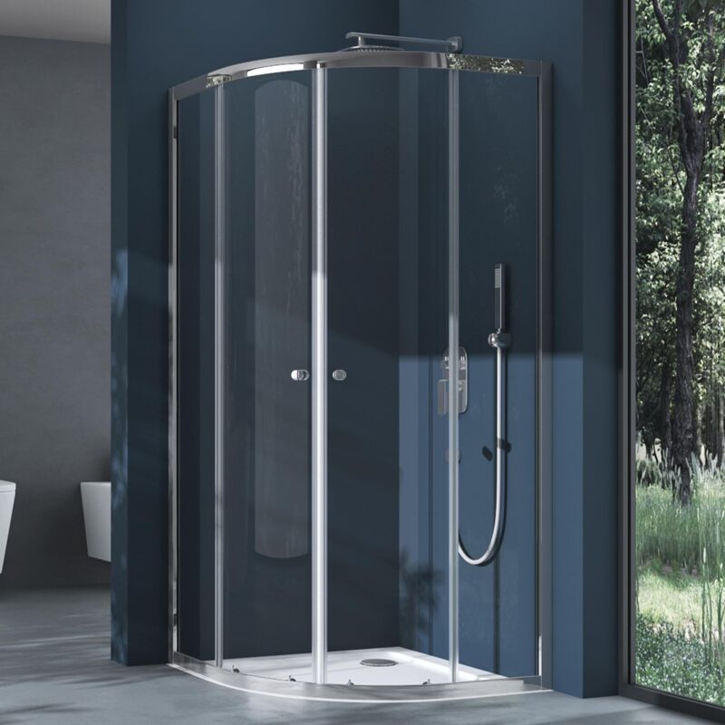 foto del prodotto doporro box doccia 100x100x190cmcabina doccia con 2 porte scorrevoli vetro di sicurezza esg vetro trasparente incluso rivestimento ravenna32k