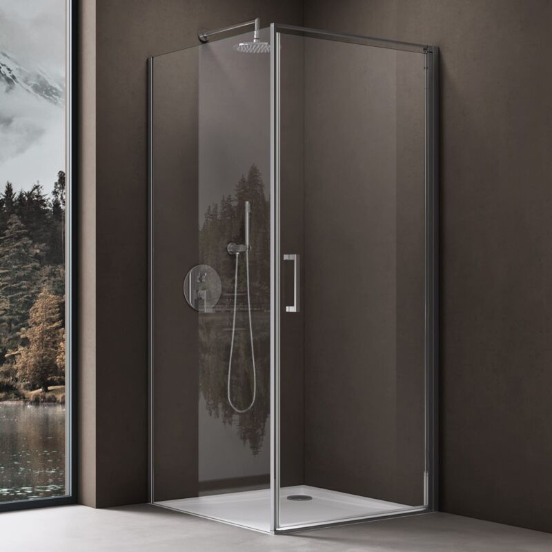 foto del prodotto doporro box doccia 100x100x195cm, cabina bagno vetro di sicurezza esg vetro trasparente incluso rivestimento facile da pulire ravenna36k plus
