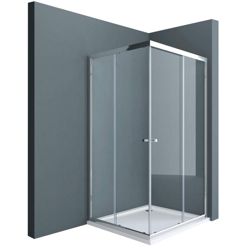 foto del prodotto doporro box doccia 100x80x190cm, cabina doccia angolare con porte scorrevoli vetro di sicurezza esg vetro trasparente 6mm ravenna16k