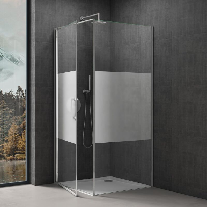foto del prodotto doporro box doccia 100x80x195cm, cabina bagno vetro di sicurezza esg vetro parzialmente smerigliato incluso rivestimento facile da pulire