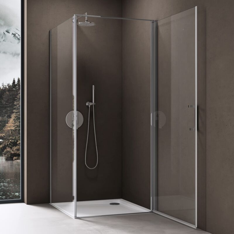 foto del prodotto doporro box doccia 100x90x195cm, cabina bagno vetro di sicurezza esg vetro trasparente incluso rivestimento facile da pulire ravenna36k