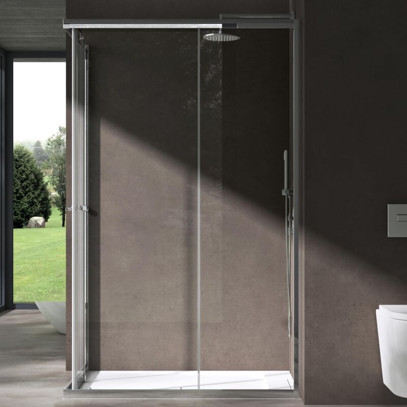 foto del prodotto doporro box doccia 120x80cm, cabina doccia con porte scorrevoli vetro di sicurezza esg vetro trasparente 6mm r16k plus