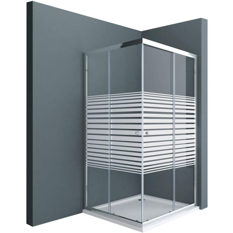 foto del prodotto doporro box doccia 80x75x190cm, cabina doccia angolare con porte scorrevoli vetro di sicurezza esg vetro parzialmente smerigliato 6mm ravenna16ms