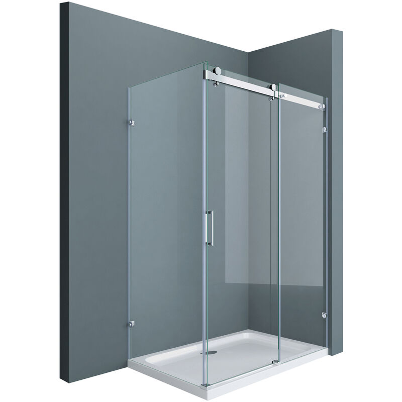 foto del prodotto doporro box doccia 90x100x195cm, cabina doccia con porta scorrevole vetro di sicurezza esg vetro trasparente incluso rivestimento facile da pulire