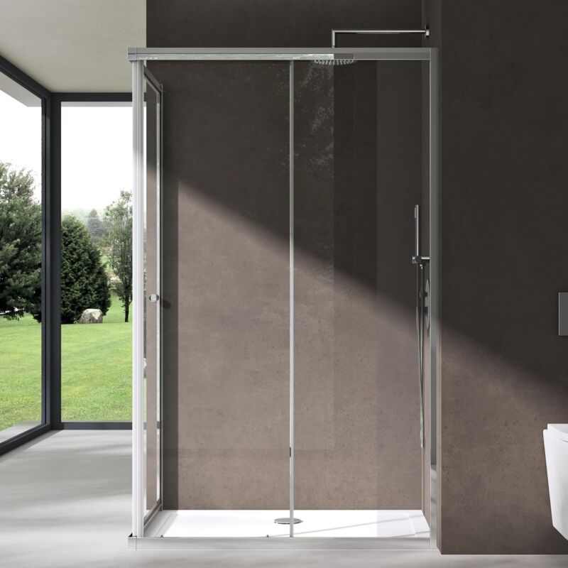 foto del prodotto doporro box doccia 90x80x190cm con piatto doccia, cabina doccia con porta scorrevole vetro di sicurezza esg vetro ravenna16l k