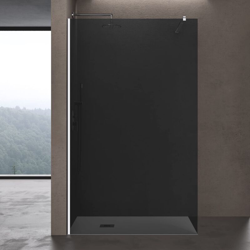 foto del prodotto doporro box doccia walk-in bremen01vg-plus 110x200cm, parete doccia anticalcare in vetro da 8mm con braccio sostegno telescopico in acciaio mmbr3