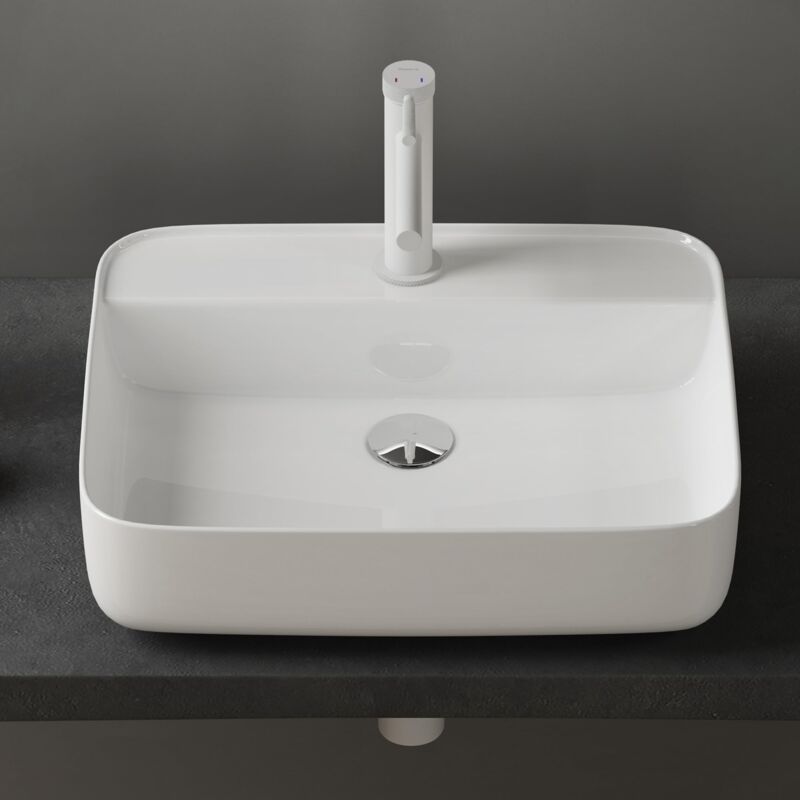 foto del prodotto doporro lavabo da appoggio 38,5x38,5x14cm, lavandino bagno br ssel107 in ceramica con nano rivestimenti inclusi, bianco