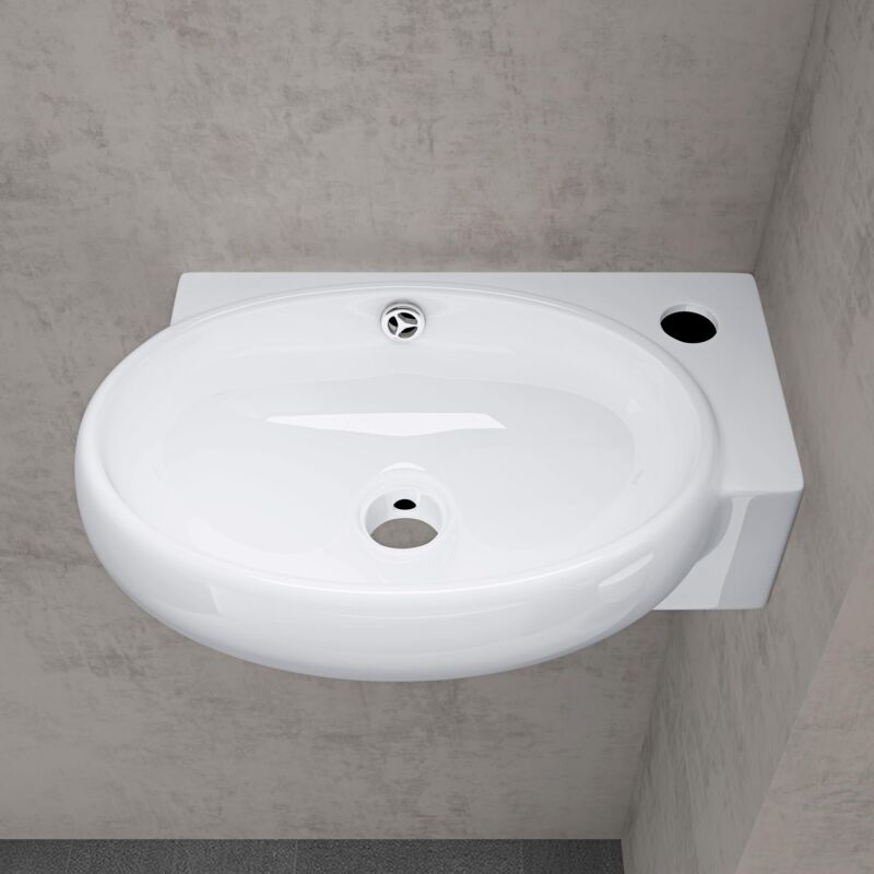 foto del prodotto doporro lavabo da appoggio 42x28x15cm, lavandino bagno in ceramica nano rivestimenti inclusi br ssel001l, bianco